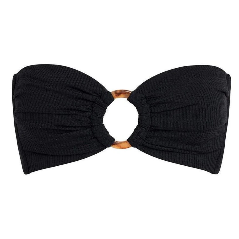 MONTCE  Black Rib Tori Bandeau Bikini Top Only
